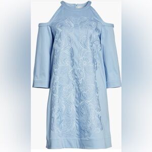 Ted Baker Elegant Light Blue Embroidered Dress